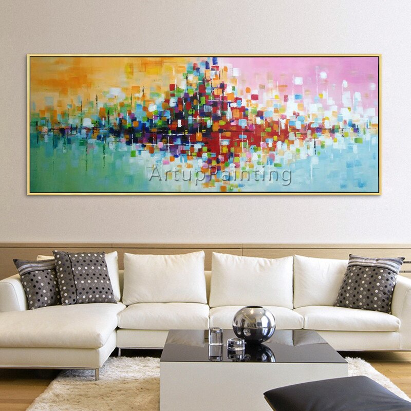 Pintura acr&iacute;lica en lienzo para decoraci&oacute;n del hogar, arte de pared para sala de estar, cuadros abstractos modernos, 14