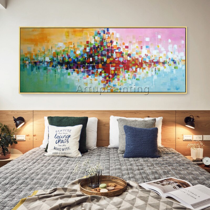 Pintura acr&iacute;lica en lienzo para decoraci&oacute;n del hogar, arte de pared para sala de estar, cuadros abstractos modernos, 14