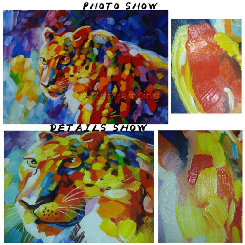 Pintura al &oacute;leo sobre lienzo de guepardo Animal, arte de pared para sala de estar, arte Pop, papel tapiz abstracto moderno pintado a mano