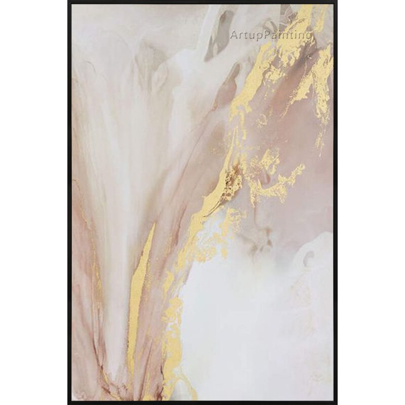 Pintura al &oacute;leo abstracta de brillo dorado y Color c&aacute;lido sobre lienzo, im&aacute;genes art&iacute;sticas de pared pintadas a mano para decoraci&oacute;n de caudros del Sal&oacute;n del hogar