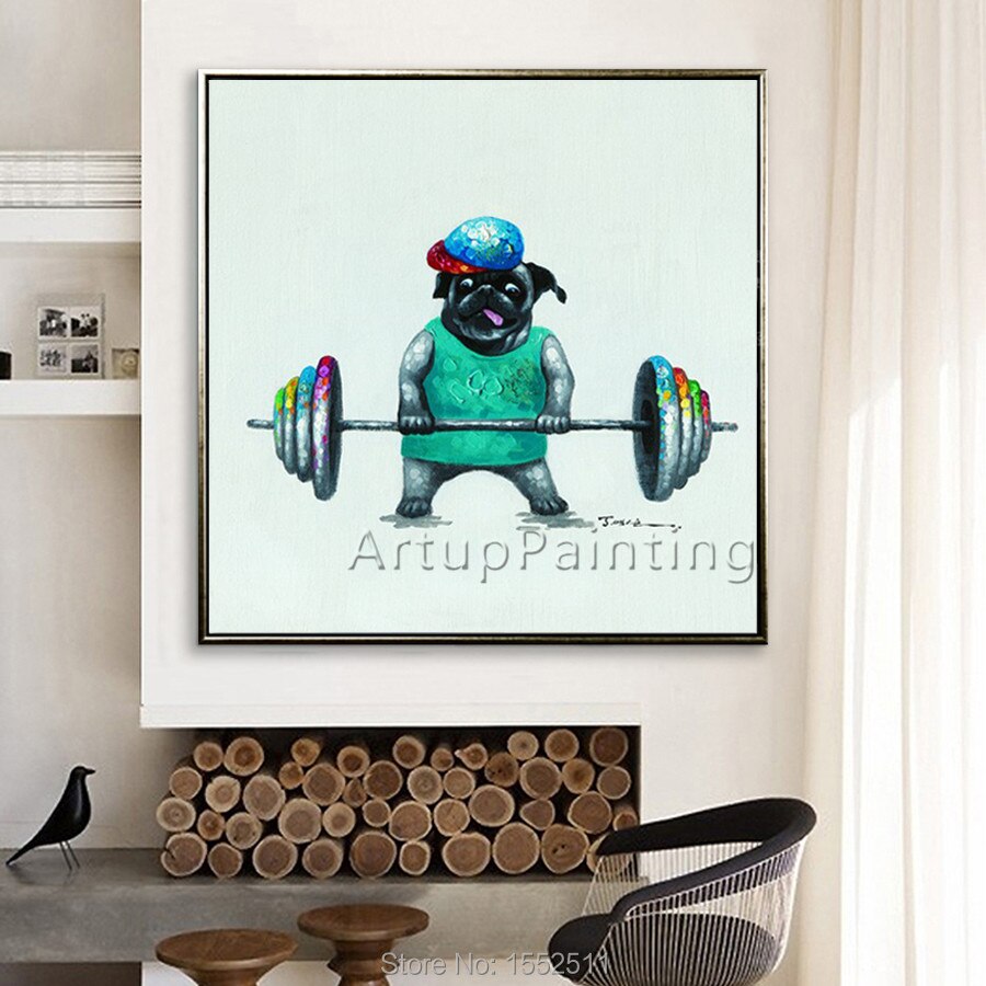 Pintura de perro, jugando deportes traviesos en lienzo, pintura al &oacute;leo para la decoraci&oacute;n de la sala de estar, obras de arte