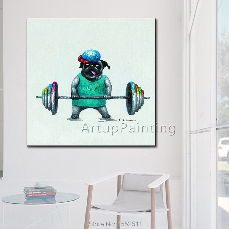 Pintura de perro, jugando deportes traviesos en lienzo, pintura al &oacute;leo para la decoraci&oacute;n de la sala de estar, obras de arte