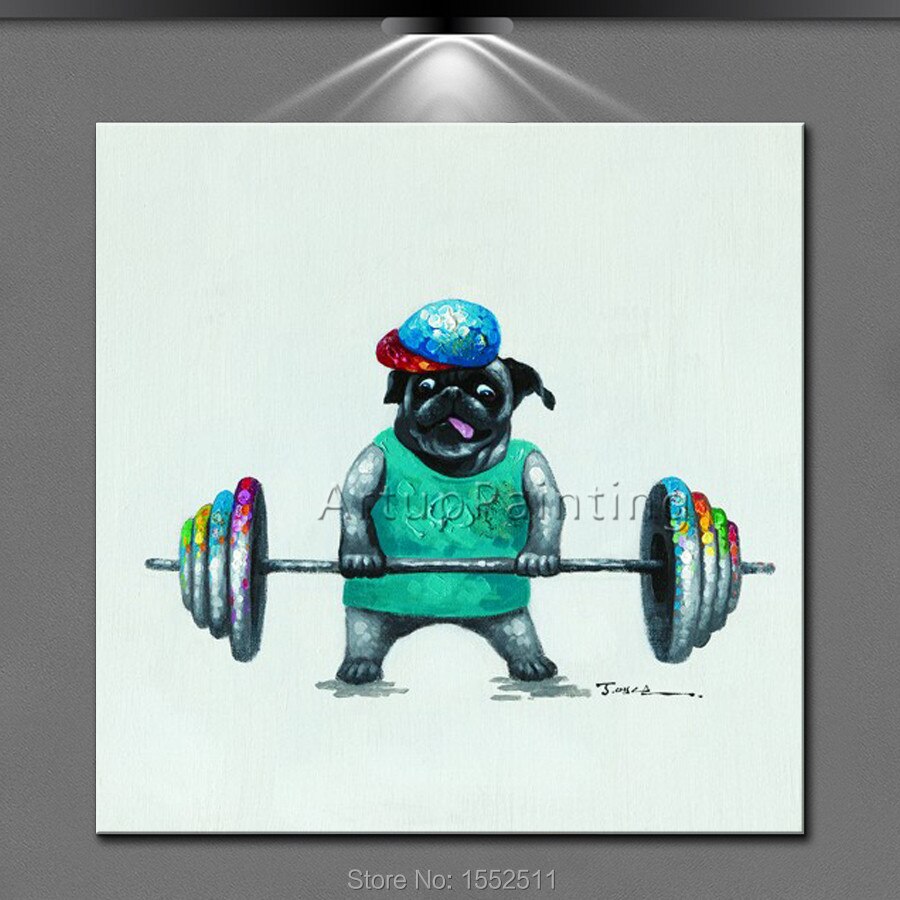 Pintura de perro, jugando deportes traviesos en lienzo, pintura al &oacute;leo para la decoraci&oacute;n de la sala de estar, obras de arte