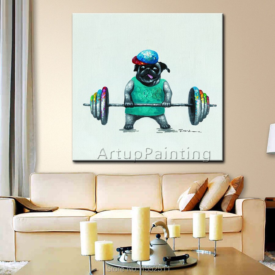 Pintura de perro, jugando deportes traviesos en lienzo, pintura al &oacute;leo para la decoraci&oacute;n de la sala de estar, obras de arte