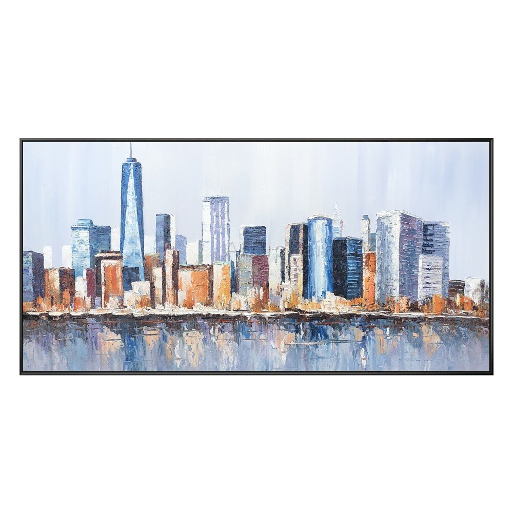 Lienzo pintado a mano, pintura al &oacute;leo abstracta de paisaje urbano, pintura acr&iacute;lica, im&aacute;genes art&iacute;sticas de pared para sala de estar, decoraci&oacute;n del hogar