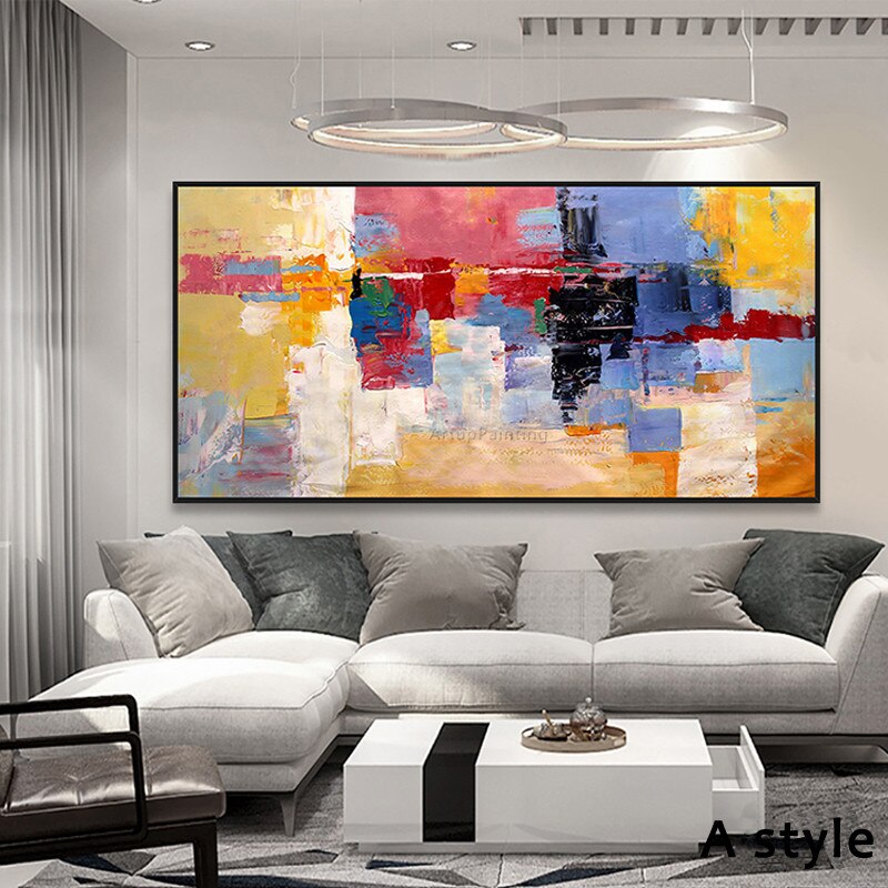 Pintura al &oacute;leo sobre lienzo, cuadros de decoraci&oacute;n, pintura acr&iacute;lica de color abstracto, im&aacute;genes art&iacute;sticas de pared para sala de estar, decoraci&oacute;n del hogar, quardo6