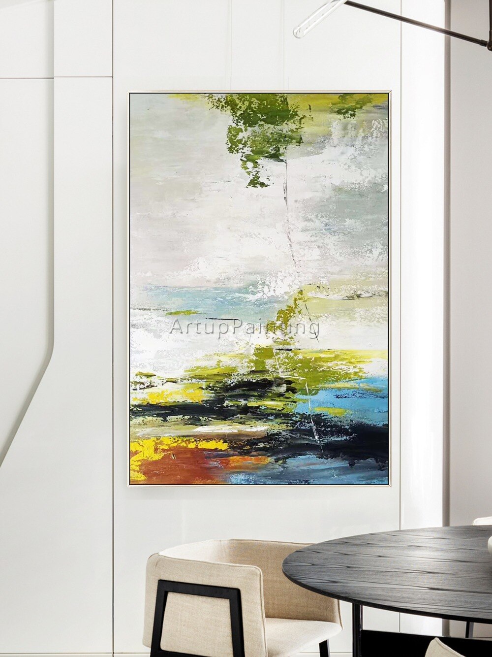 Paisaje abstracto moderno pintado a mano, pintura al &oacute;leo sobre lienzo, arte de pared, imagen, decoraci&oacute;n del hogar para sala de estar