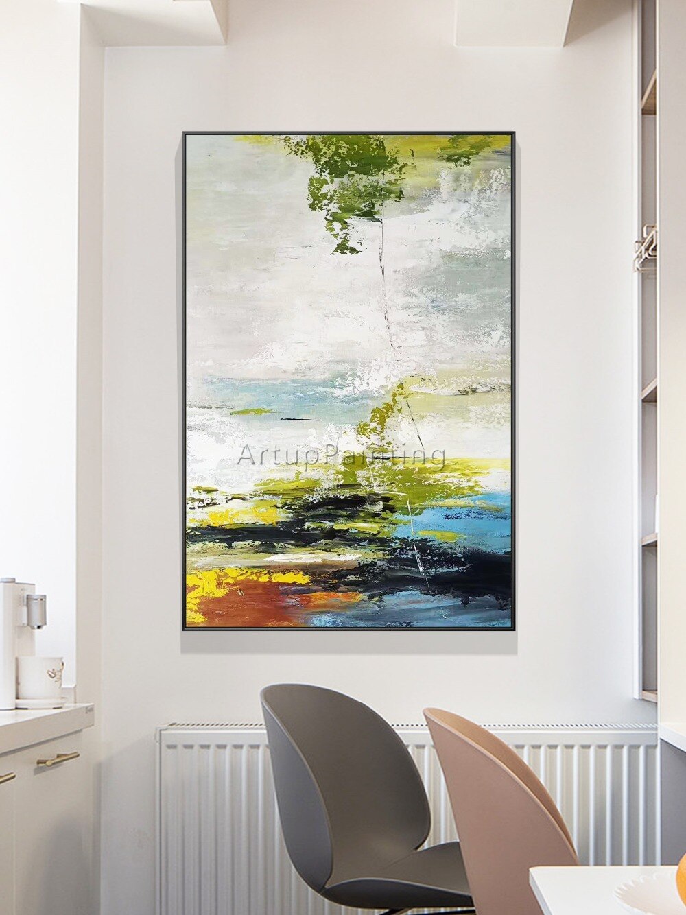 Paisaje abstracto moderno pintado a mano, pintura al &oacute;leo sobre lienzo, arte de pared, imagen, decoraci&oacute;n del hogar para sala de estar