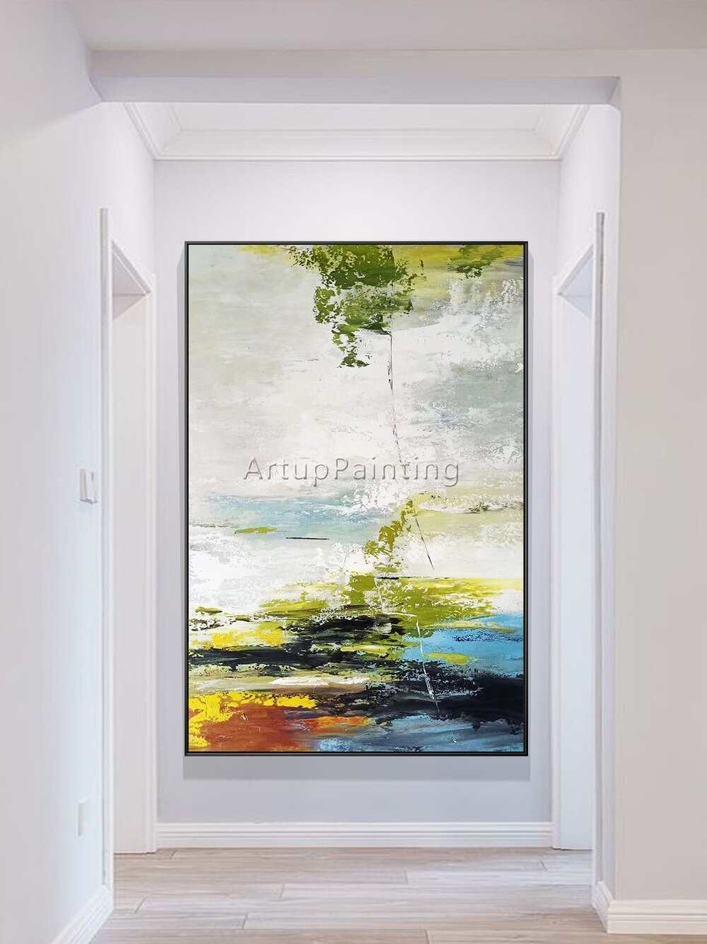Paisaje abstracto moderno pintado a mano, pintura al &oacute;leo sobre lienzo, arte de pared, imagen, decoraci&oacute;n del hogar para sala de estar