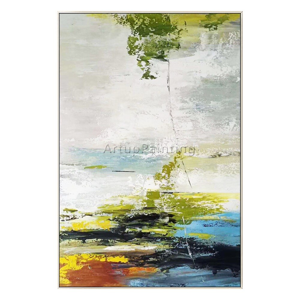 Paisaje abstracto moderno pintado a mano, pintura al &oacute;leo sobre lienzo, arte de pared, imagen, decoraci&oacute;n del hogar para sala de estar