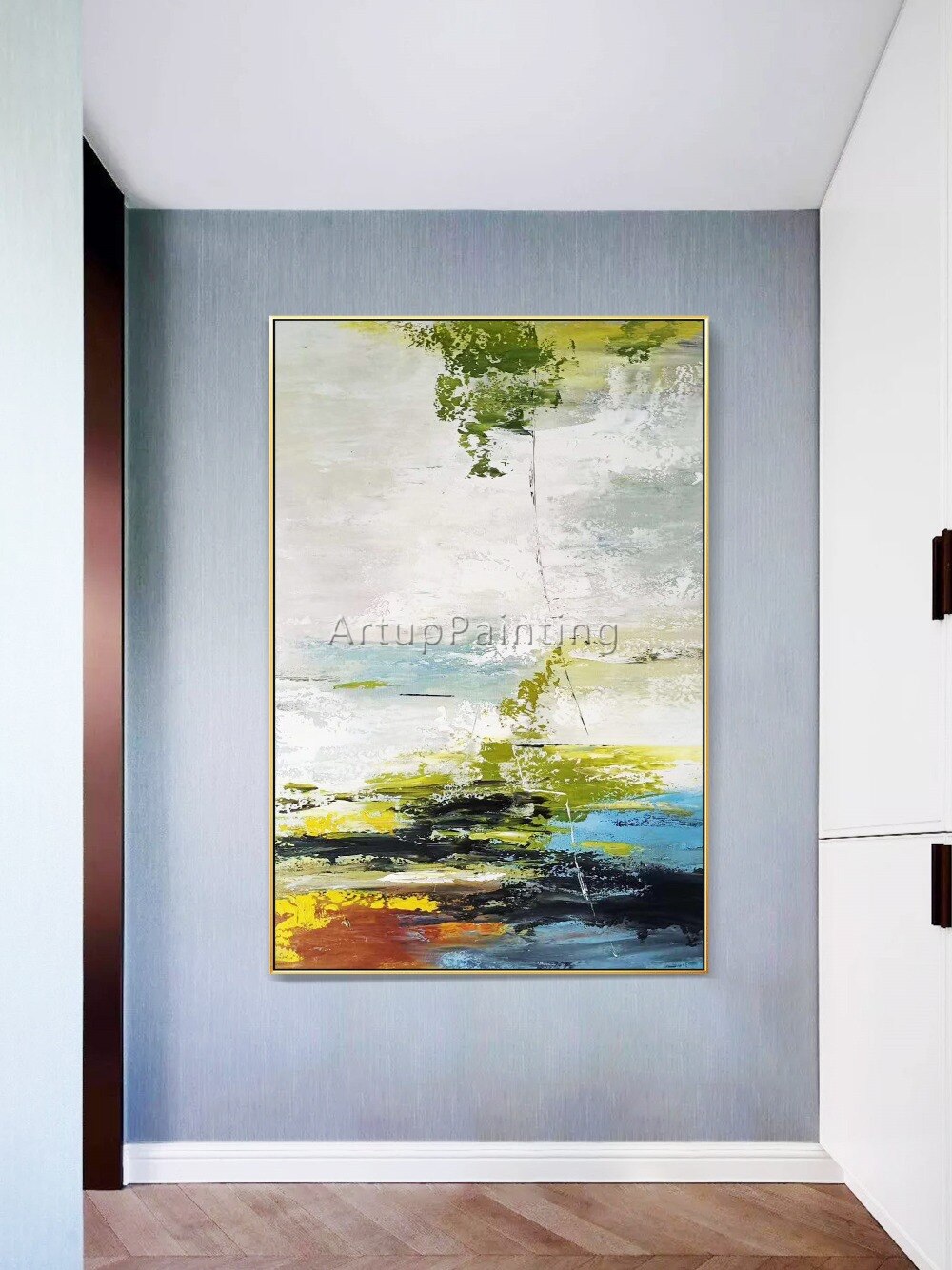 Paisaje abstracto moderno pintado a mano, pintura al &oacute;leo sobre lienzo, arte de pared, imagen, decoraci&oacute;n del hogar para sala de estar