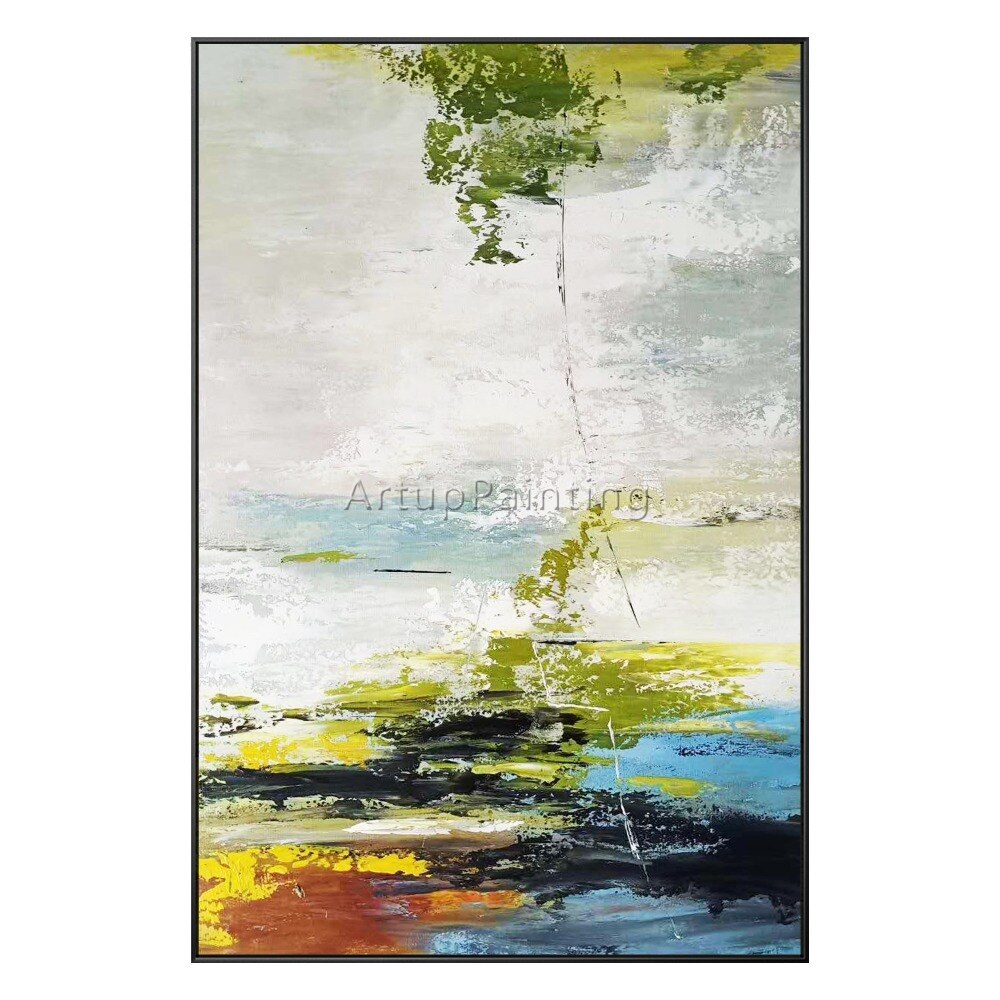 Paisaje abstracto moderno pintado a mano, pintura al &oacute;leo sobre lienzo, arte de pared, imagen, decoraci&oacute;n del hogar para sala de estar