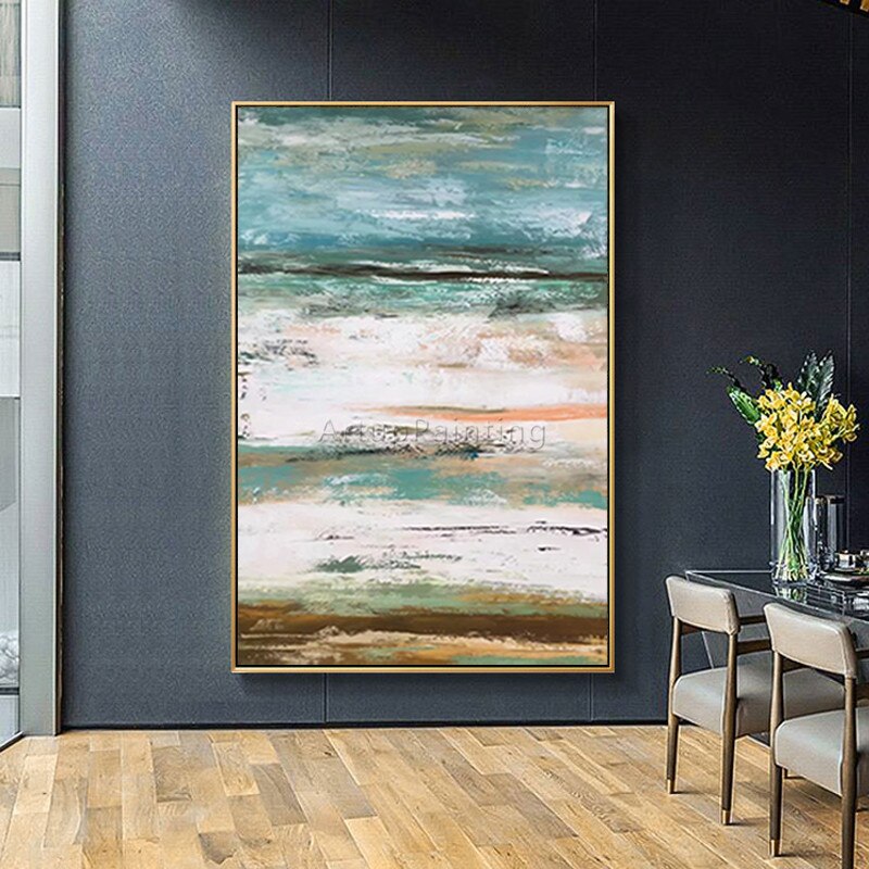 Pintura en lienzo para decoraci&oacute;n de caudros, pintura al &oacute;leo acr&iacute;lica de paisaje marino, im&aacute;genes art&iacute;sticas de pared abstractas modernas para sala de estar, decoraci&oacute;n del hogar 101