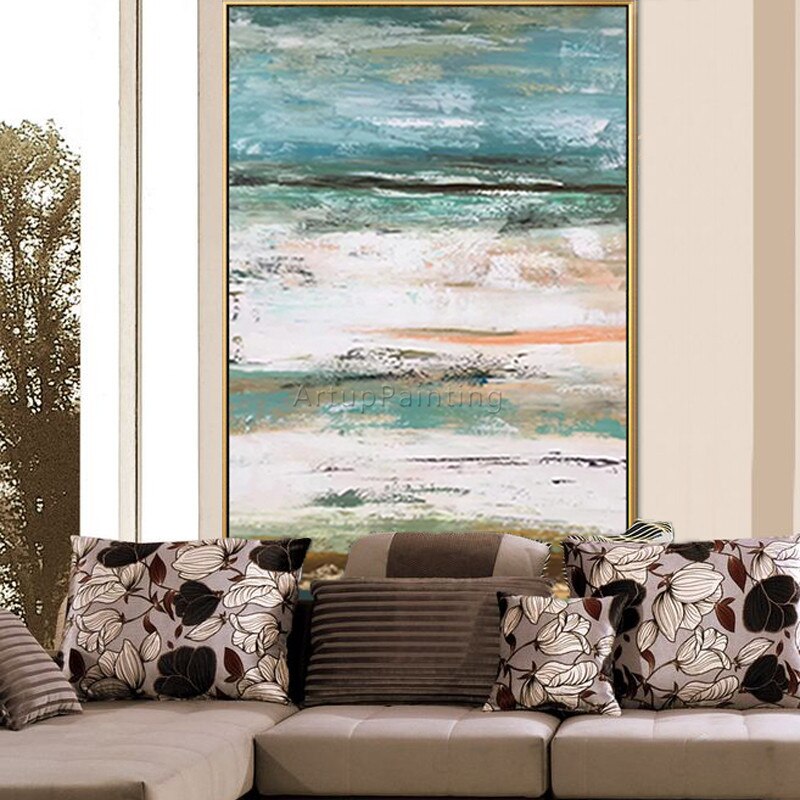 Pintura en lienzo para decoraci&oacute;n de caudros, pintura al &oacute;leo acr&iacute;lica de paisaje marino, im&aacute;genes art&iacute;sticas de pared abstractas modernas para sala de estar, decoraci&oacute;n del hogar 101