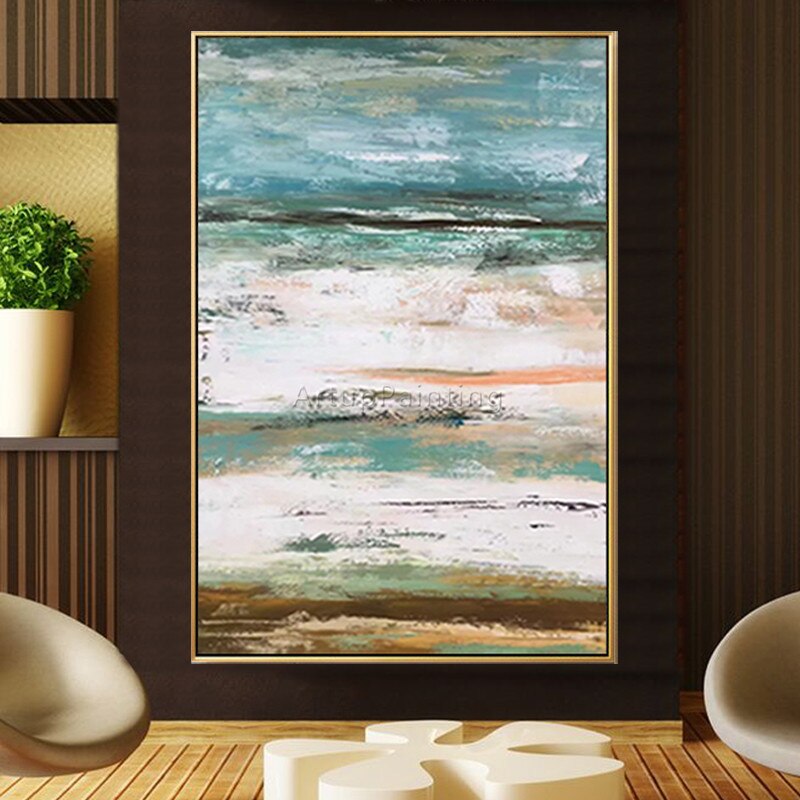Pintura en lienzo para decoraci&oacute;n de caudros, pintura al &oacute;leo acr&iacute;lica de paisaje marino, im&aacute;genes art&iacute;sticas de pared abstractas modernas para sala de estar, decoraci&oacute;n del hogar 101