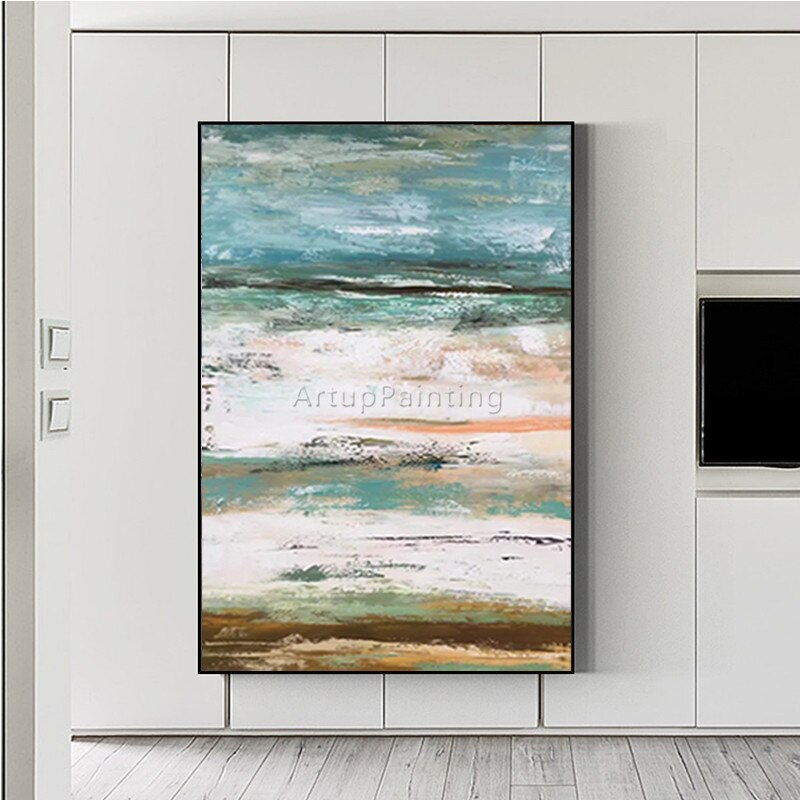 Pintura en lienzo para decoraci&oacute;n de caudros, pintura al &oacute;leo acr&iacute;lica de paisaje marino, im&aacute;genes art&iacute;sticas de pared abstractas modernas para sala de estar, decoraci&oacute;n del hogar 101