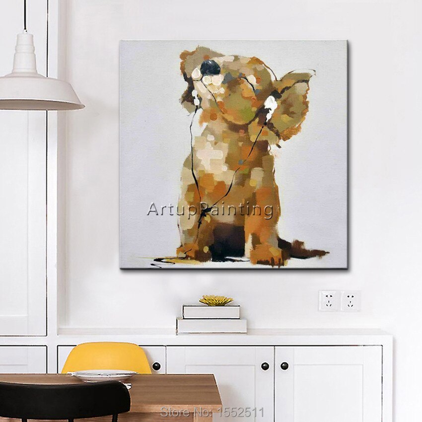 Papel tapiz decorativo de pintura de perro, arte pop de perro, pintura al &oacute;leo abstracta moderna de canva para la sala de estar, papel tapiz art&iacute;stico