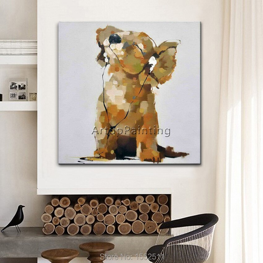 Papel tapiz decorativo de pintura de perro, arte pop de perro, pintura al &oacute;leo abstracta moderna de canva para la sala de estar, papel tapiz art&iacute;stico