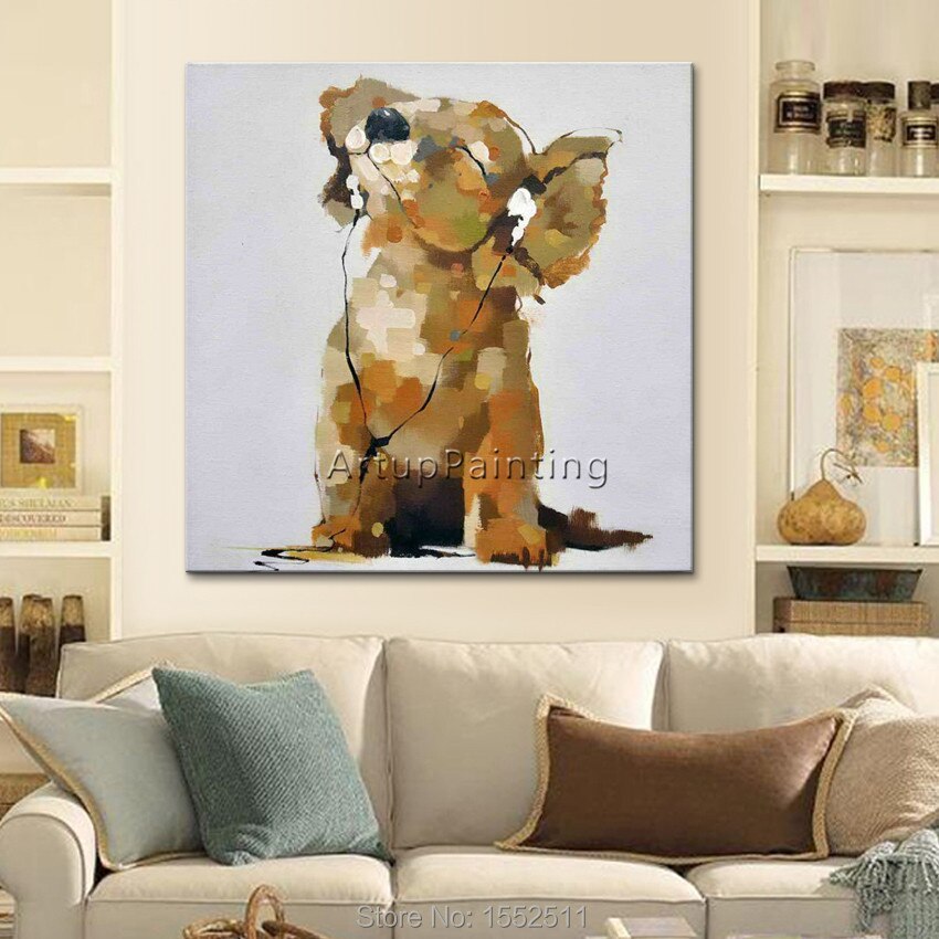 Papel tapiz decorativo de pintura de perro, arte pop de perro, pintura al &oacute;leo abstracta moderna de canva para la sala de estar, papel tapiz art&iacute;stico