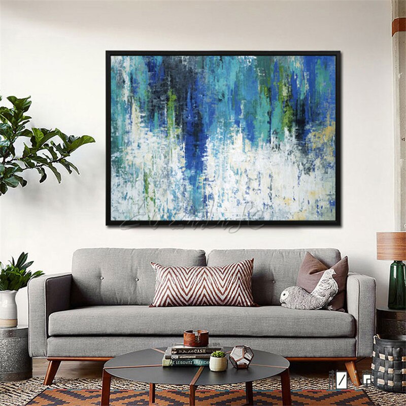 Lienzo pintado a mano, pinturas al &oacute;leo, im&aacute;genes art&iacute;sticas de pared hechas a mano para sala de estar, cuadros abstractos modernos, cuadros decorativos para el hogar 0063