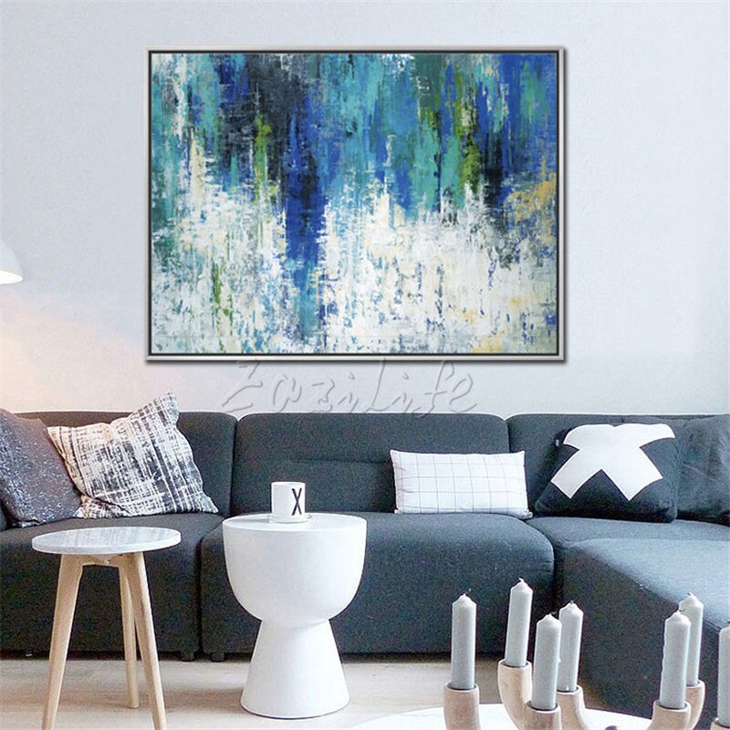 Lienzo pintado a mano, pinturas al &oacute;leo, im&aacute;genes art&iacute;sticas de pared hechas a mano para sala de estar, cuadros abstractos modernos, cuadros decorativos para el hogar 0063