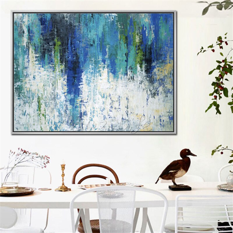 Lienzo pintado a mano, pinturas al &oacute;leo, im&aacute;genes art&iacute;sticas de pared hechas a mano para sala de estar, cuadros abstractos modernos, cuadros decorativos para el hogar 0063