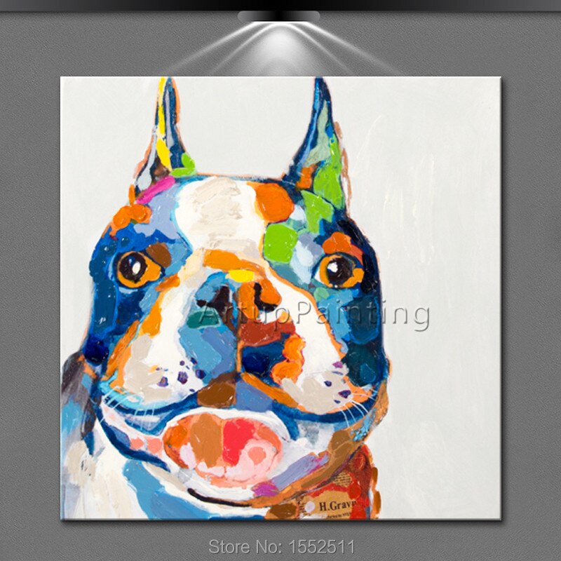 Pintura de perro, pintada a mano, pintura al &oacute;leo de perro en canva s para la decoraci&oacute;n de la sala de estar, obras de arte
