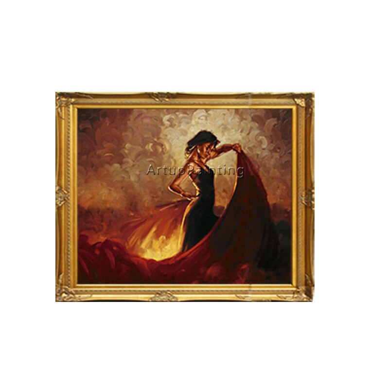 Pintura al &oacute;leo de bailarina flamenca espa&ntilde;ola, decoraci&oacute;n de caudros, mujer latina, lienzo de alta calidad, pintada a mano, pintura latina 13