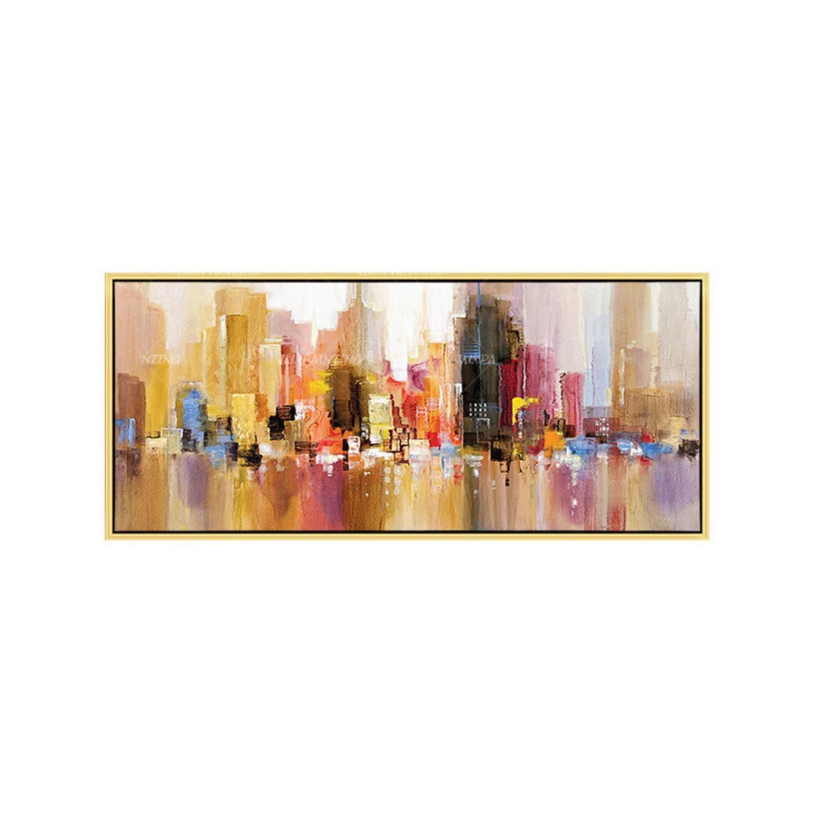 Pintura abstracta al óleo pintada a mano Original del paisaje urbano del Skyline de Nueva York, pinturas sobre lienzo Pintura abstracta al óleo pintada a mano Original del paisaje urbano del Skyline de Nueva York, pinturas sobre lienzo
