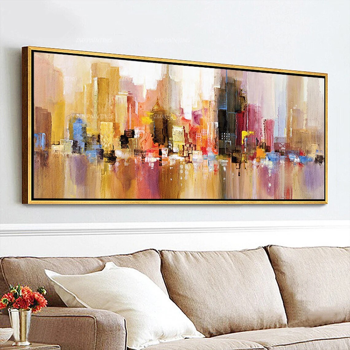 Pintura abstracta al óleo pintada a mano Original del paisaje urbano del Skyline de Nueva York, pinturas sobre lienzo Pintura abstracta al óleo pintada a mano Original del paisaje urbano del Skyline de Nueva York, pinturas sobre lienzo
