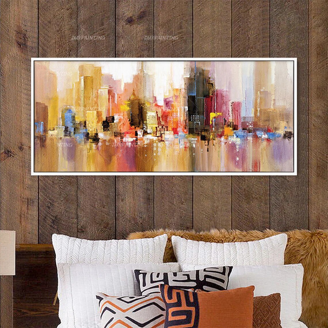 Pintura abstracta al óleo pintada a mano Original del paisaje urbano del Skyline de Nueva York, pinturas sobre lienzo Pintura abstracta al óleo pintada a mano Original del paisaje urbano del Skyline de Nueva York, pinturas sobre lienzo