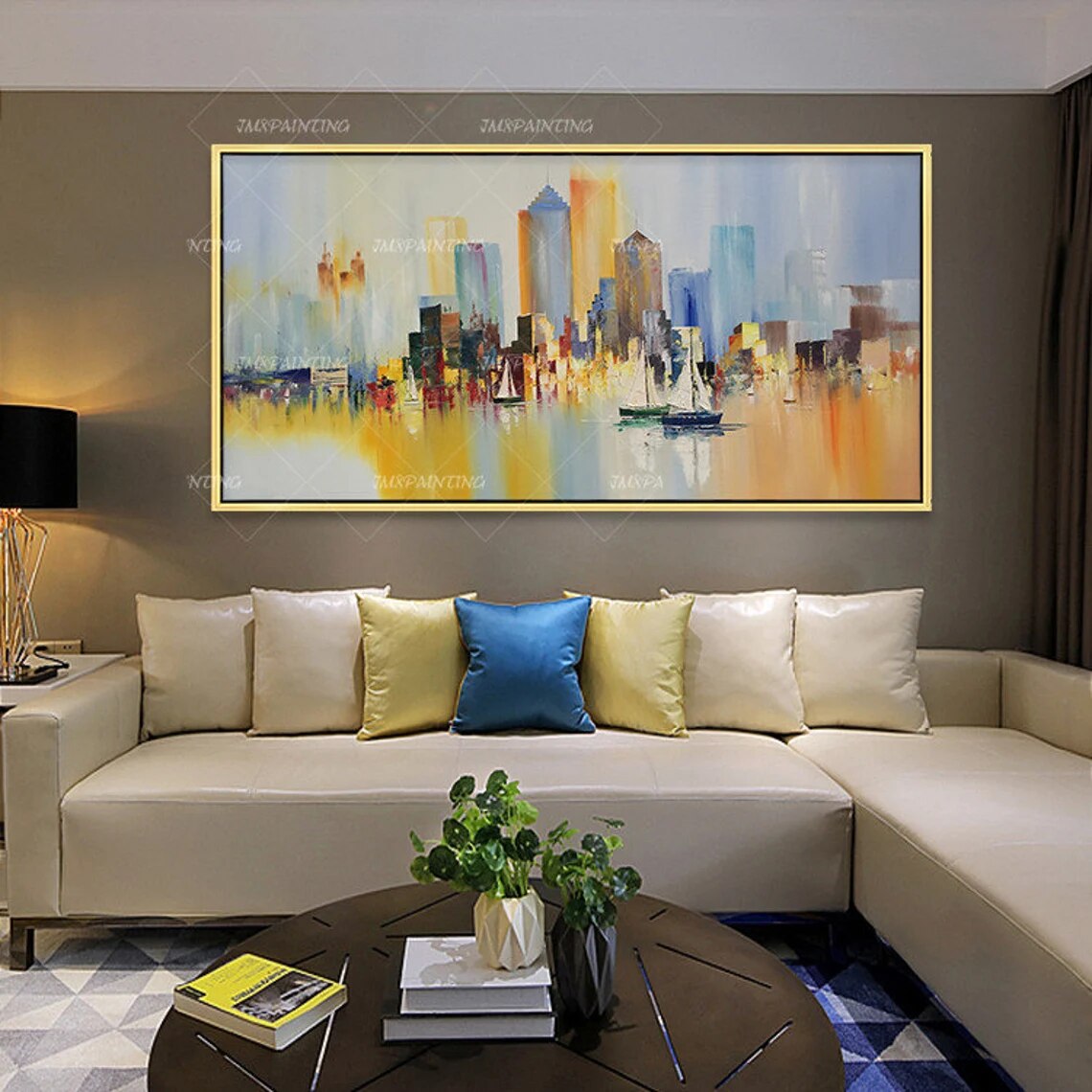 Pintado a mano Original, paisaje urbano de Nueva York, pintura Original, pinturas abstractas al óleo sobre lienzo Pintado a mano Original, paisaje urbano de Nueva York, pintura Original, pinturas abstractas al óleo sobre lienzo