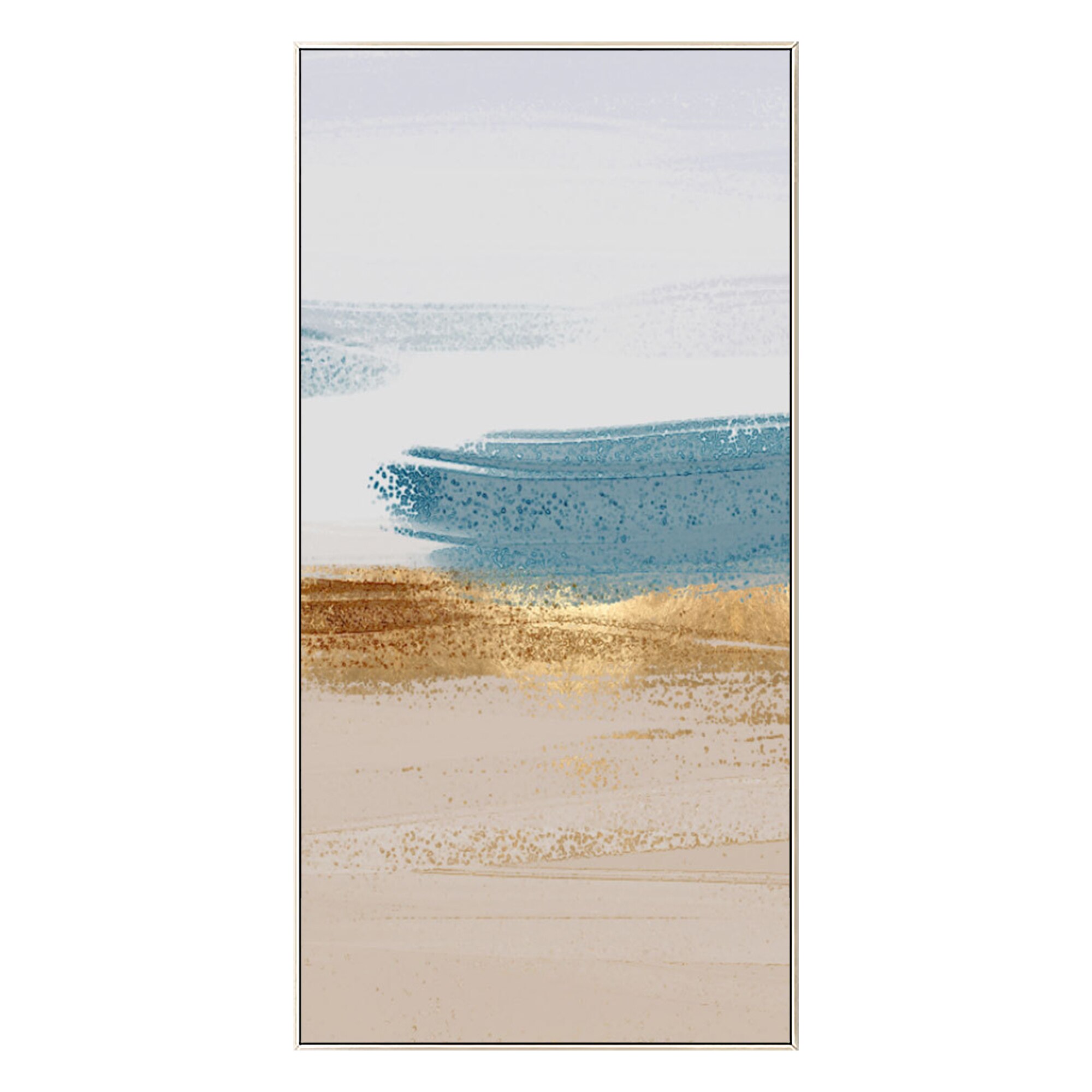 Arte Abstracto de hojas doradas para decoraci&oacute;n del hogar, lienzo de paisaje marino, lienzo hecho a mano, pintura al &oacute;leo acr&iacute;lica, P&oacute;ster Art&iacute;stico de pared grande