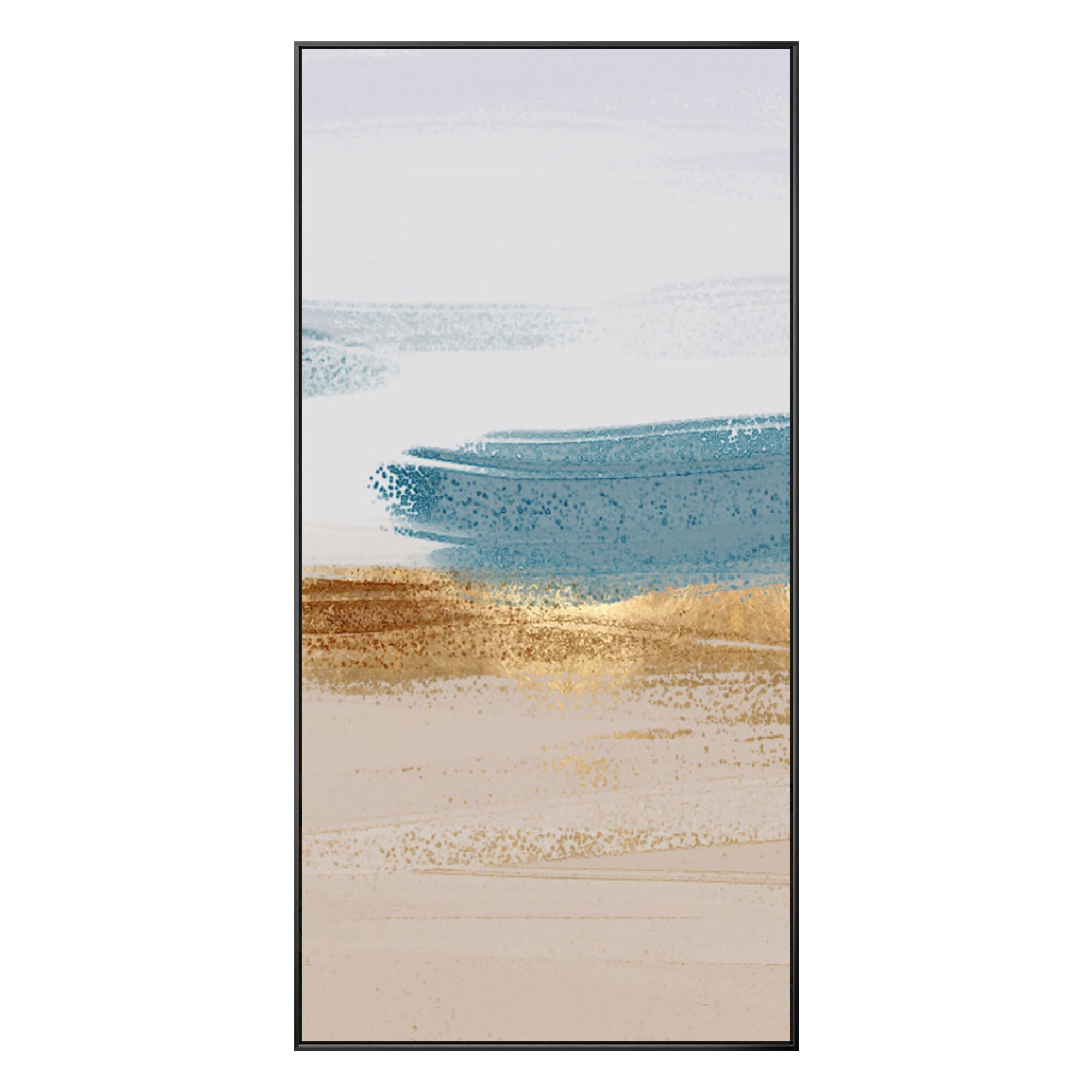 Arte Abstracto de hojas doradas para decoraci&oacute;n del hogar, lienzo de paisaje marino, lienzo hecho a mano, pintura al &oacute;leo acr&iacute;lica, P&oacute;ster Art&iacute;stico de pared grande