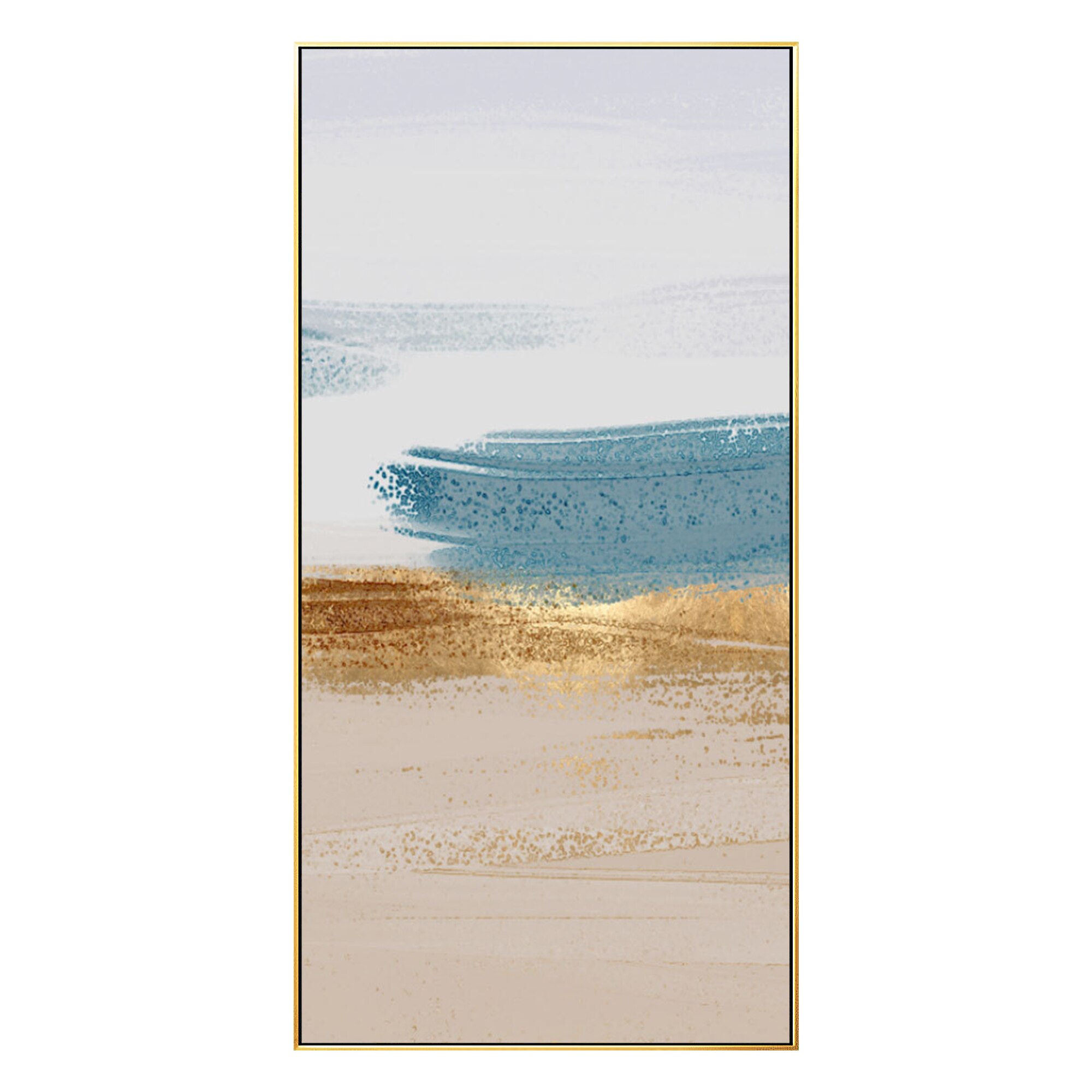 Arte Abstracto de hojas doradas para decoraci&oacute;n del hogar, lienzo de paisaje marino, lienzo hecho a mano, pintura al &oacute;leo acr&iacute;lica, P&oacute;ster Art&iacute;stico de pared grande
