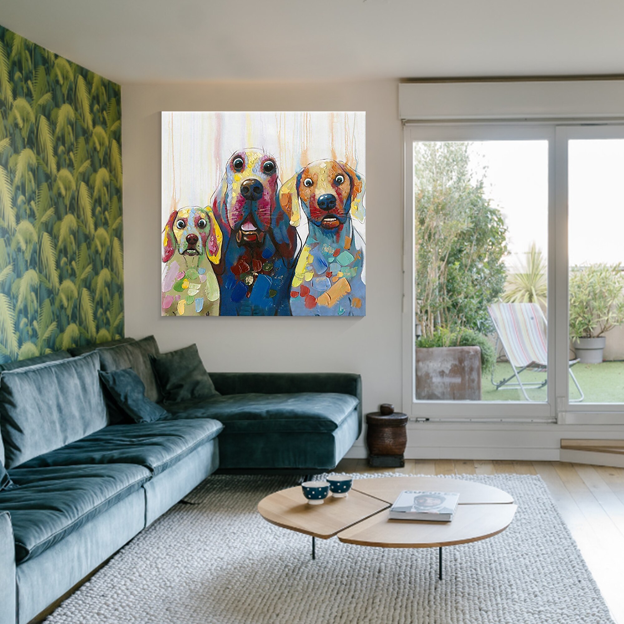 Pintura de perro en lienzo acr&iacute;lico, im&aacute;genes art&iacute;sticas de pared para sala de estar, decoraci&oacute;n del hogar, pintura de animales