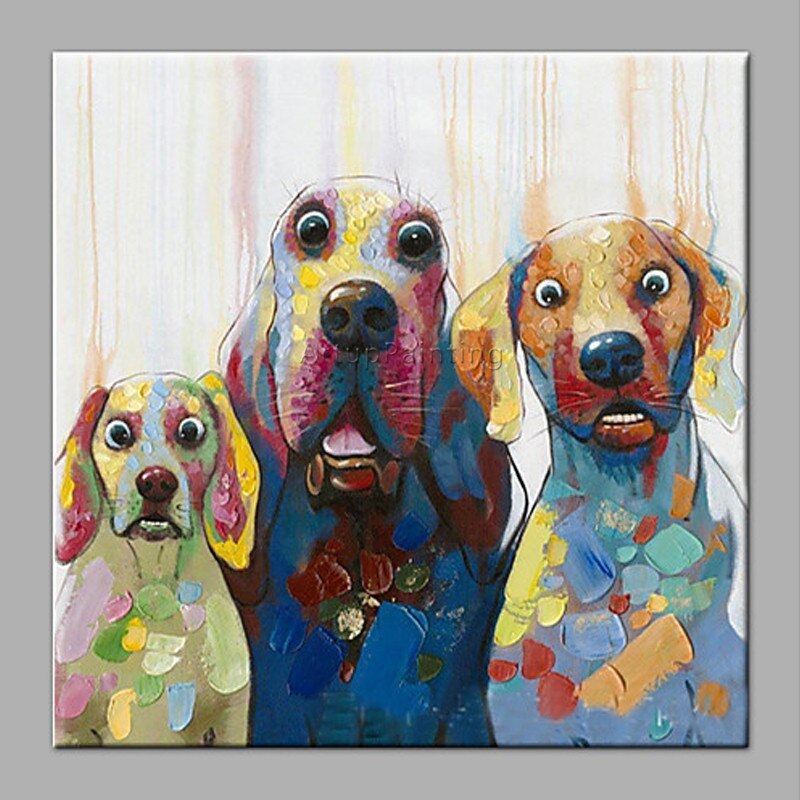 Pintura de perro en lienzo acr&iacute;lico, im&aacute;genes art&iacute;sticas de pared para sala de estar, decoraci&oacute;n del hogar, pintura de animales