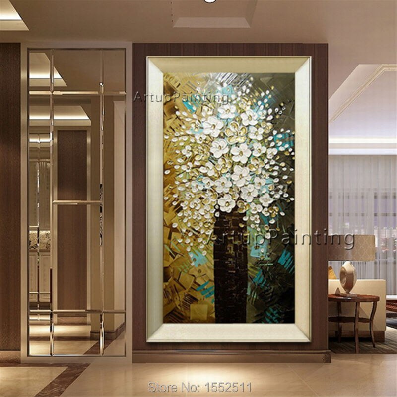 Pintura al &oacute;leo moderna abstracta flor arte de pared sobre lienzo pintado a mano 3