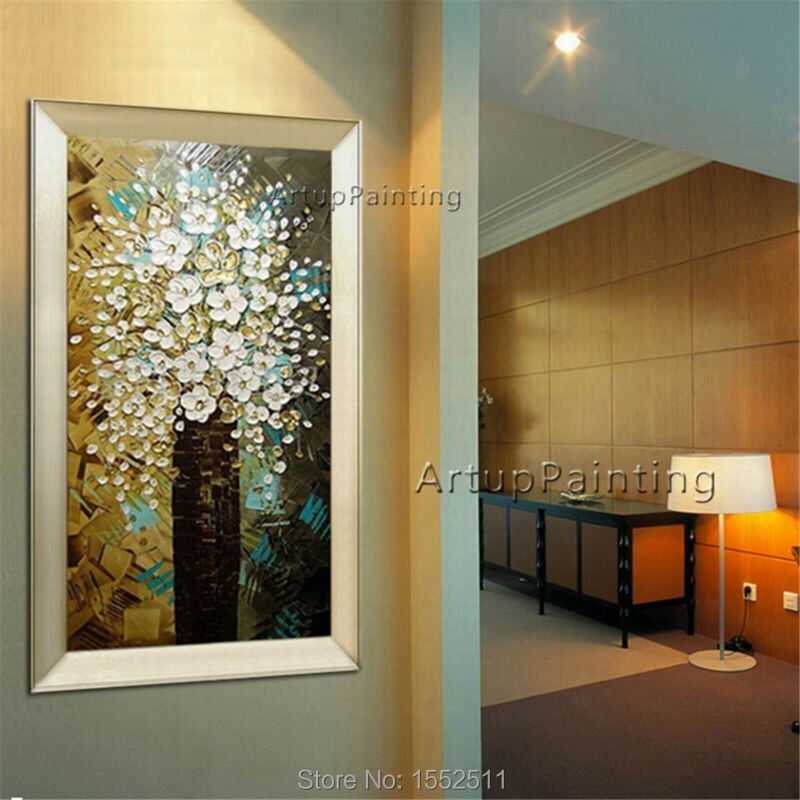 Pintura al &oacute;leo moderna abstracta flor arte de pared sobre lienzo pintado a mano 3