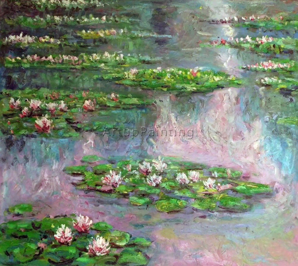 Pintura al &oacute;leo de Claude Monet sobre lienzo, pintura de paisaje, cuadros de pared de pintura de loto para sala de estar, pintado a mano de alta calidad