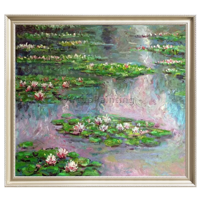 Pintura al &oacute;leo de Claude Monet sobre lienzo, pintura de paisaje, cuadros de pared de pintura de loto para sala de estar, pintado a mano de alta calidad