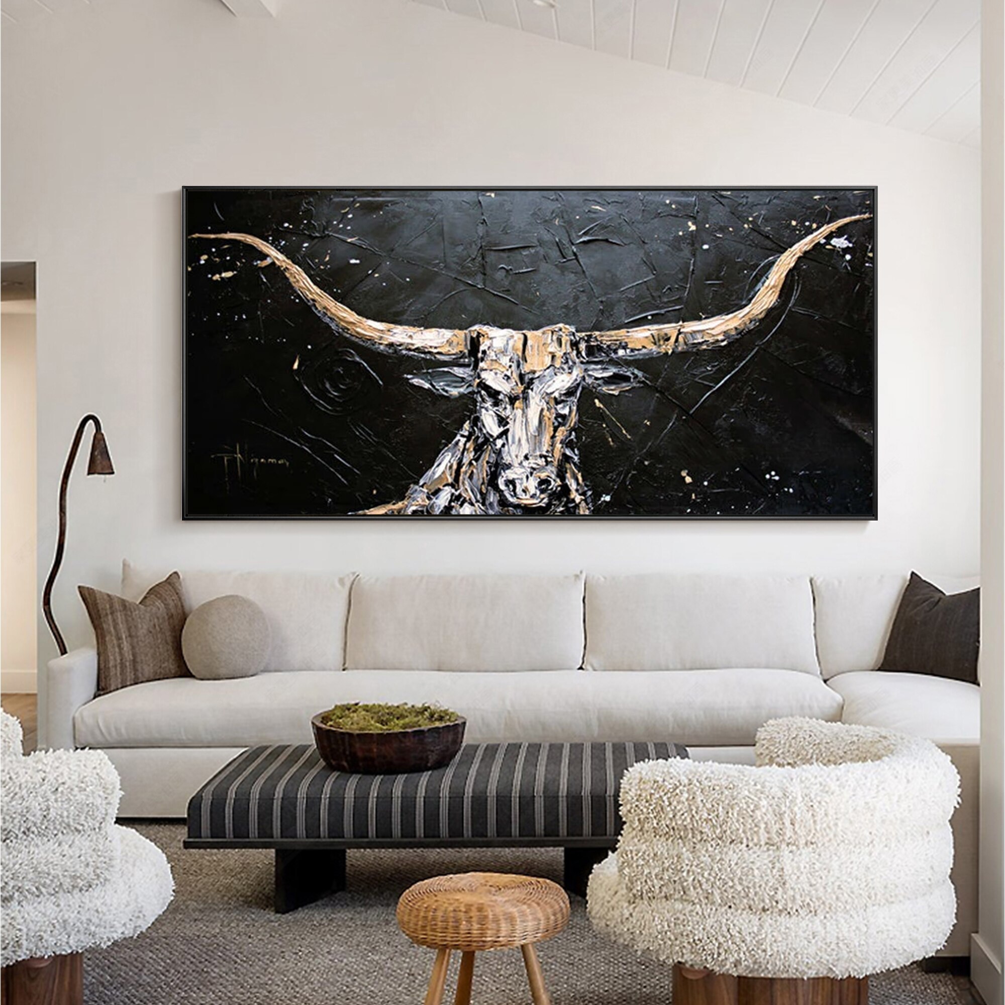 Pintura abstracta de toro pintada a mano, arte de pared, pinturas al óleo, cuadros de pared modernos para sala de estar, Cuadros decorativos para el hogar Pintura abstracta de toro pintada a mano, arte de pared, pinturas al óleo, cuadros de pared modernos para sala de estar, Cuadros decorativos para el hogar