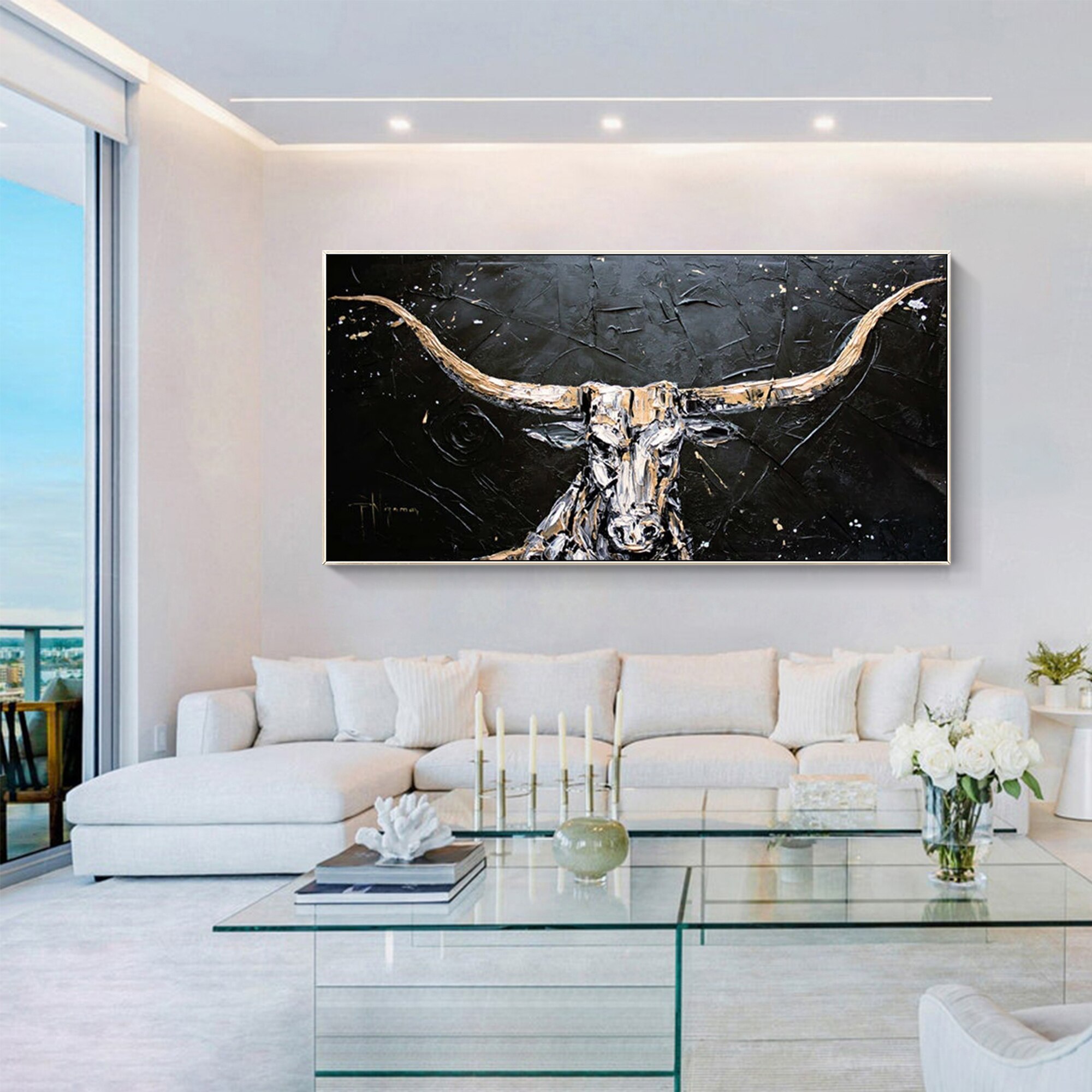 Pintura abstracta de toro pintada a mano, arte de pared, pinturas al óleo, cuadros de pared modernos para sala de estar, Cuadros decorativos para el hogar Pintura abstracta de toro pintada a mano, arte de pared, pinturas al óleo, cuadros de pared modernos para sala de estar, Cuadros decorativos para el hogar