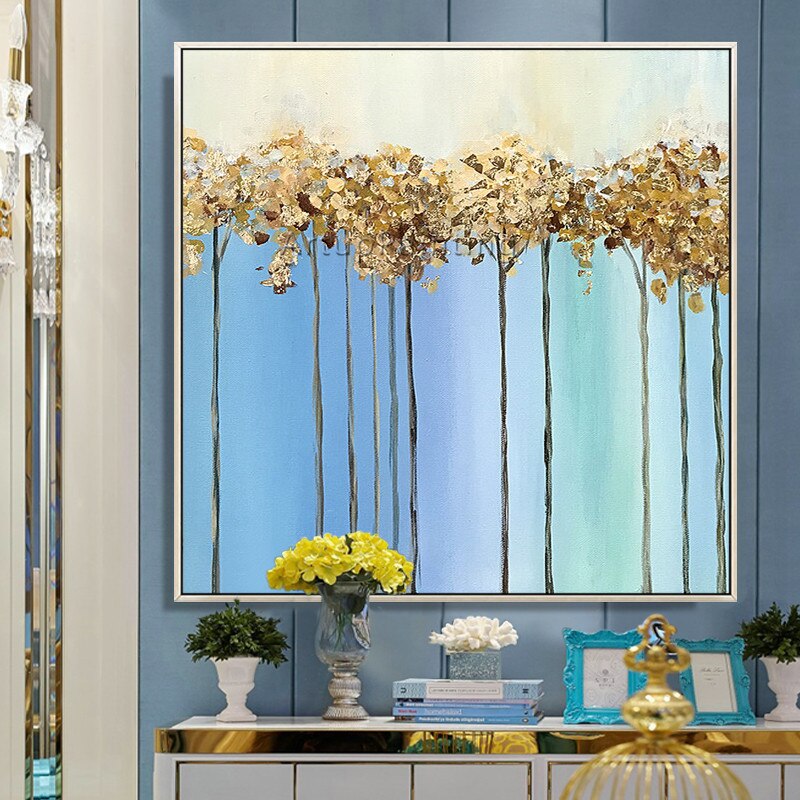 Pintura en lienzo de estilo n&oacute;rdico para decoraci&oacute;n del hogar, pintura al &oacute;leo azul acr&iacute;lica, im&aacute;genes art&iacute;sticas de pared para sala de estar, quadros87