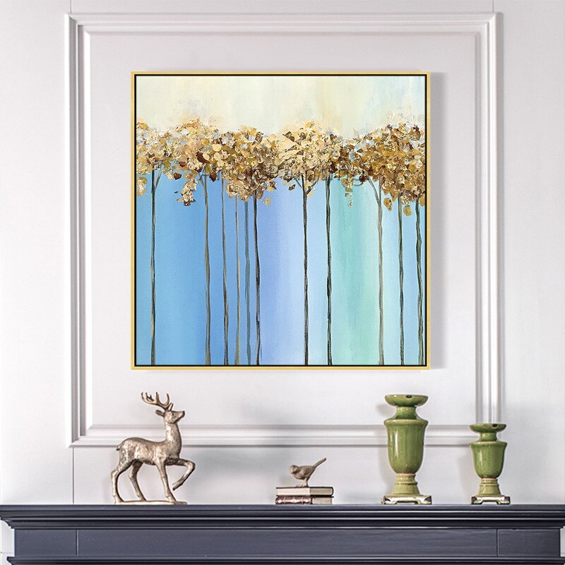 Pintura en lienzo de estilo n&oacute;rdico para decoraci&oacute;n del hogar, pintura al &oacute;leo azul acr&iacute;lica, im&aacute;genes art&iacute;sticas de pared para sala de estar, quadros87