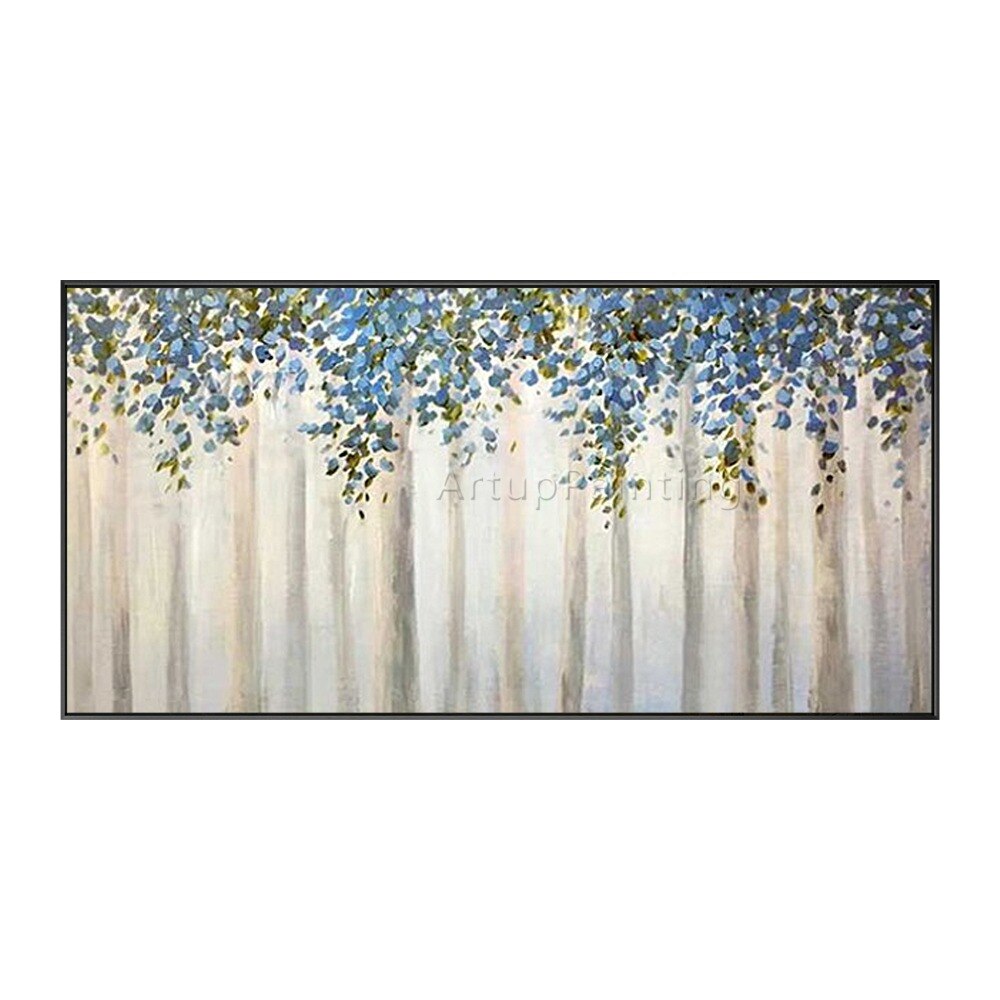 Pintura en lienzo de arte de pared pintada a mano de flores, paleta de cuchillo, pintura al &oacute;leo abstracta de flores, decoraci&oacute;n moderna para habitaci&oacute;n y sala de estar