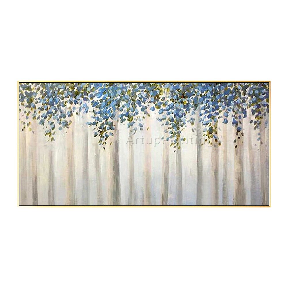 Pintura en lienzo de arte de pared pintada a mano de flores, paleta de cuchillo, pintura al &oacute;leo abstracta de flores, decoraci&oacute;n moderna para habitaci&oacute;n y sala de estar