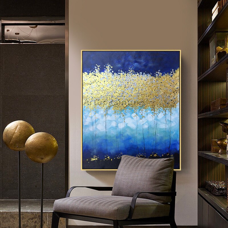 Pintura de lienzo n&oacute;rdico para decoraci&oacute;n de sala de estar, cuadro de flores abstractas pintadas a mano, cuadros art&iacute;sticos de pared