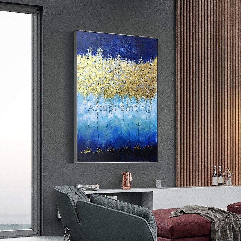 Pintura de lienzo n&oacute;rdico para decoraci&oacute;n de sala de estar, cuadro de flores abstractas pintadas a mano, cuadros art&iacute;sticos de pared