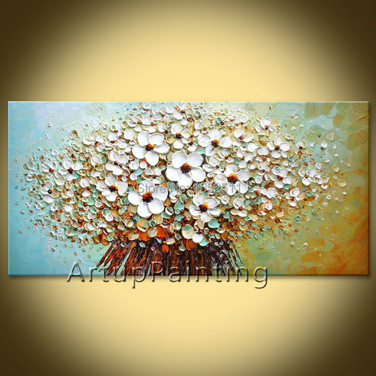 Paleta de pintura de pared pintada a mano de flores, cuchillo de flor salvaje, pintura al &oacute;leo abstracta, lienzo, decoraci&oacute;n moderna para habitaci&oacute;n, sala de estar 04
